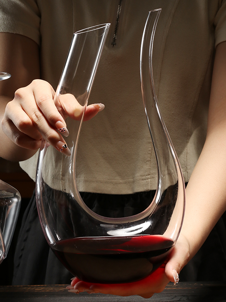 Wine Aerator Pour - เหยือกแก้วพรีเมียมสำหรับไวน์แดง ใช้ในบ้าน ดีไซน์หรูหรา สำหรับวิสกี้และเหล้า งานแฮนด์เมด สีพื้น