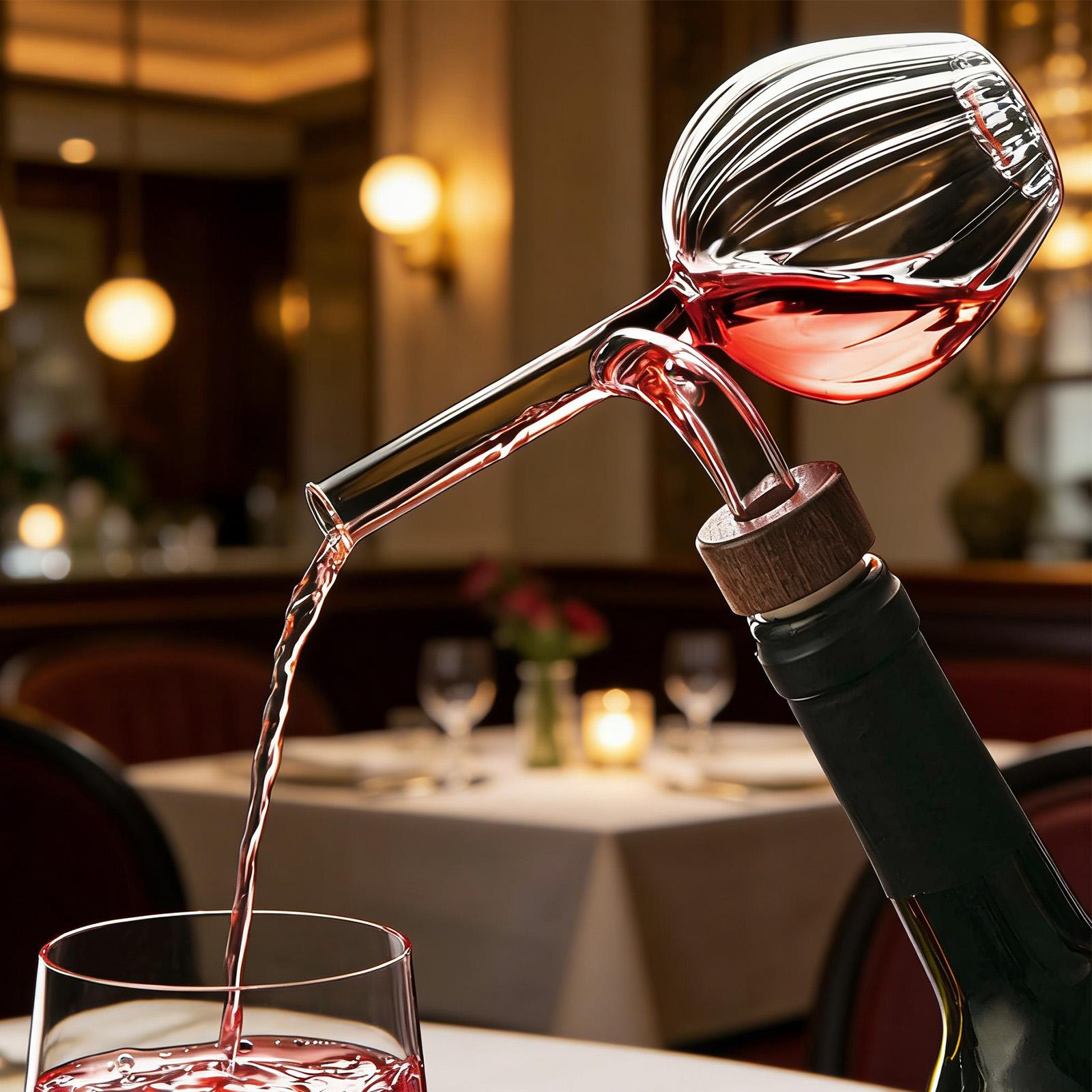 Wine Aerator Pour - ขวดใส่ไวน์สีแดงแบบโปร่งใสทันสมัย พร้อมที่กรองอากาศแบบเทเร็ว สำหรับผับ บาร์ และงานเลี้ยง