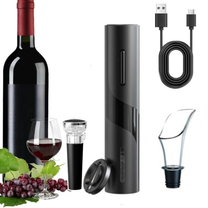 Wine Opener Electric - ชาร์จมัลติฟังก์ชั่ไฟฟ้าอัตโนมัติ Corkscrew ที่เปิดไวน์ชุดจุกไวน์ไวน์เบียร์ที่เปิดฝาอุปกรณ์ครัว