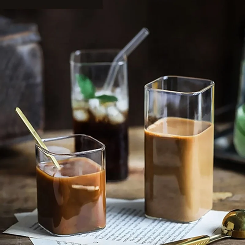 Wine Beer Coffee Drink - สแควร์ Simple ถ้วยแก้วใสเครื่องดื่มเย็นน้ําผลไม้แก้วไวน์แดงแก้วเบียร์ถ้วยกาแฟถ้วยน้ําดื่มอุปกรณ์