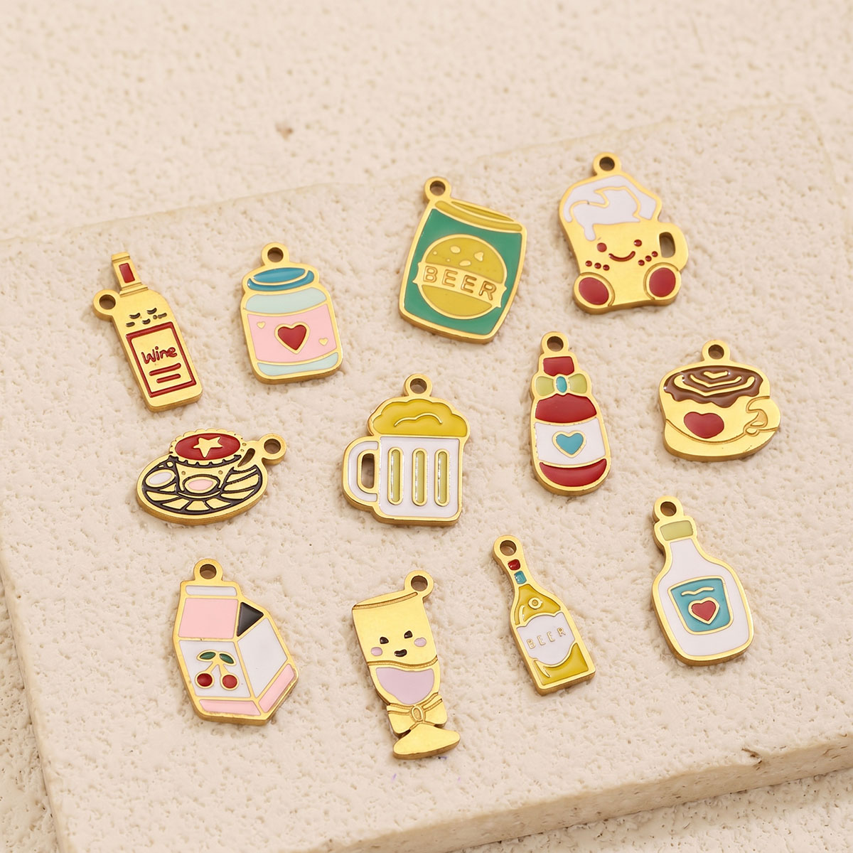 จี้เคลือบลายอาหารและเครื่องดื่ - Wine Beer Coffee Drink บทวิจารณ์และราคา