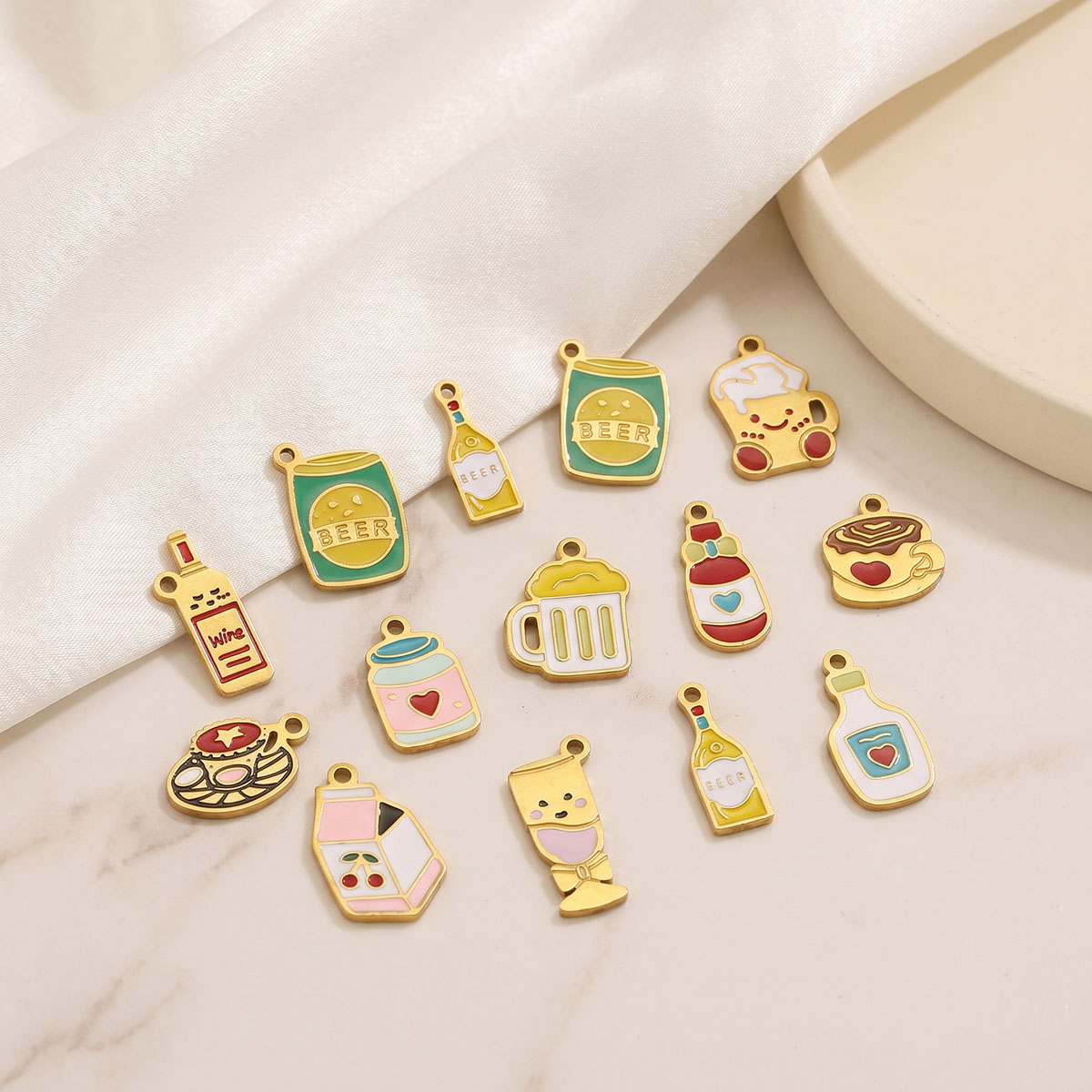 จี้เคลือบลายอาหารและเครื่องดื่ - Wine Beer Coffee Drink บทวิจารณ์และราคา