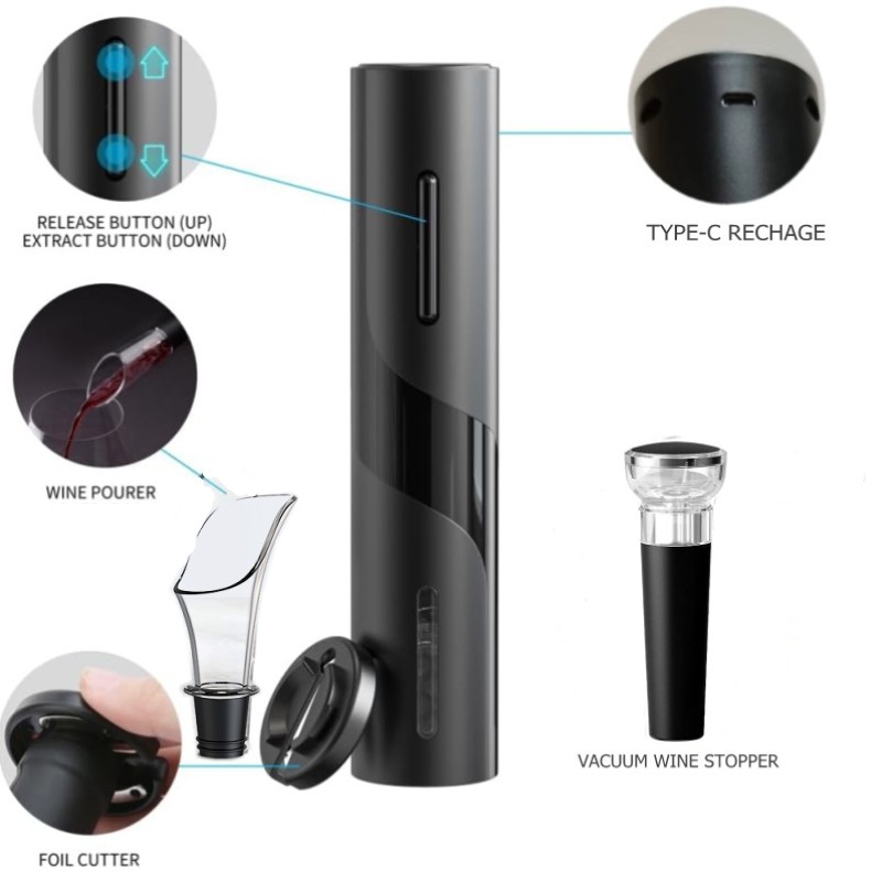 ชาร์จไฟฟ้าที่เปิดไวน์ Corkscre - Wine Opener Electric บทวิจารณ์และราคา